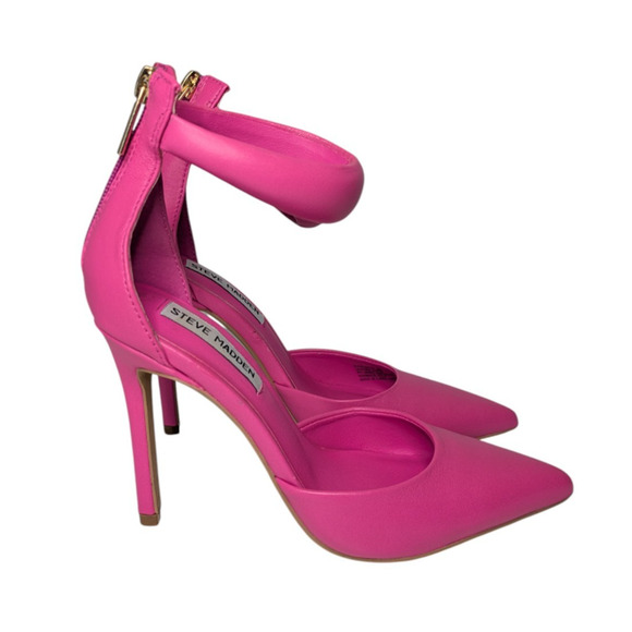 Steve Madden Ele Puff Ankle Strap Barbie Pink Bubblegum Heels New Size 6 Pointed - Picture 4 of 11